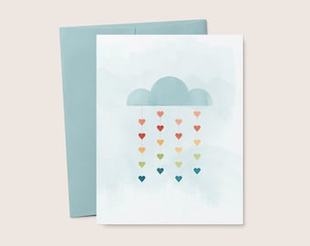 Rainbow Rain Cloud Printable Greeting Card, Baby Shower, Birthday, Encouragement (Digital Download)