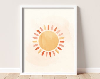 Sunshine Kids Room Art Print, Modern Nursery Decor (Digital Download)