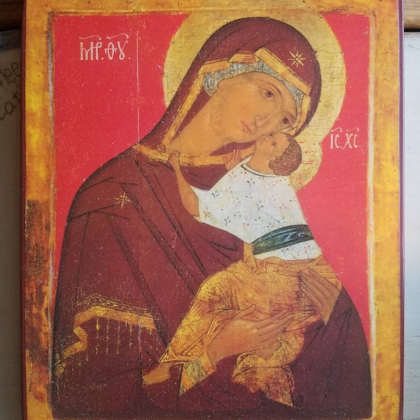 Mutter Gottes der Zärtlichkeit, Smolensk, fünfzehnten Jahrhundert. Etwas kleiner als A3.