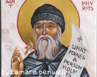 St Porphyrios - print of an original painted on marble by Tamara Penwell.