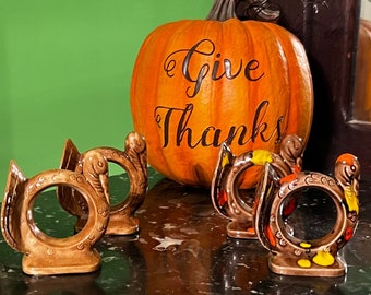 Thanksgiving Turkey Napkin Rings Your Choice Brown or Drip Glaze Turkey Napkin Rings