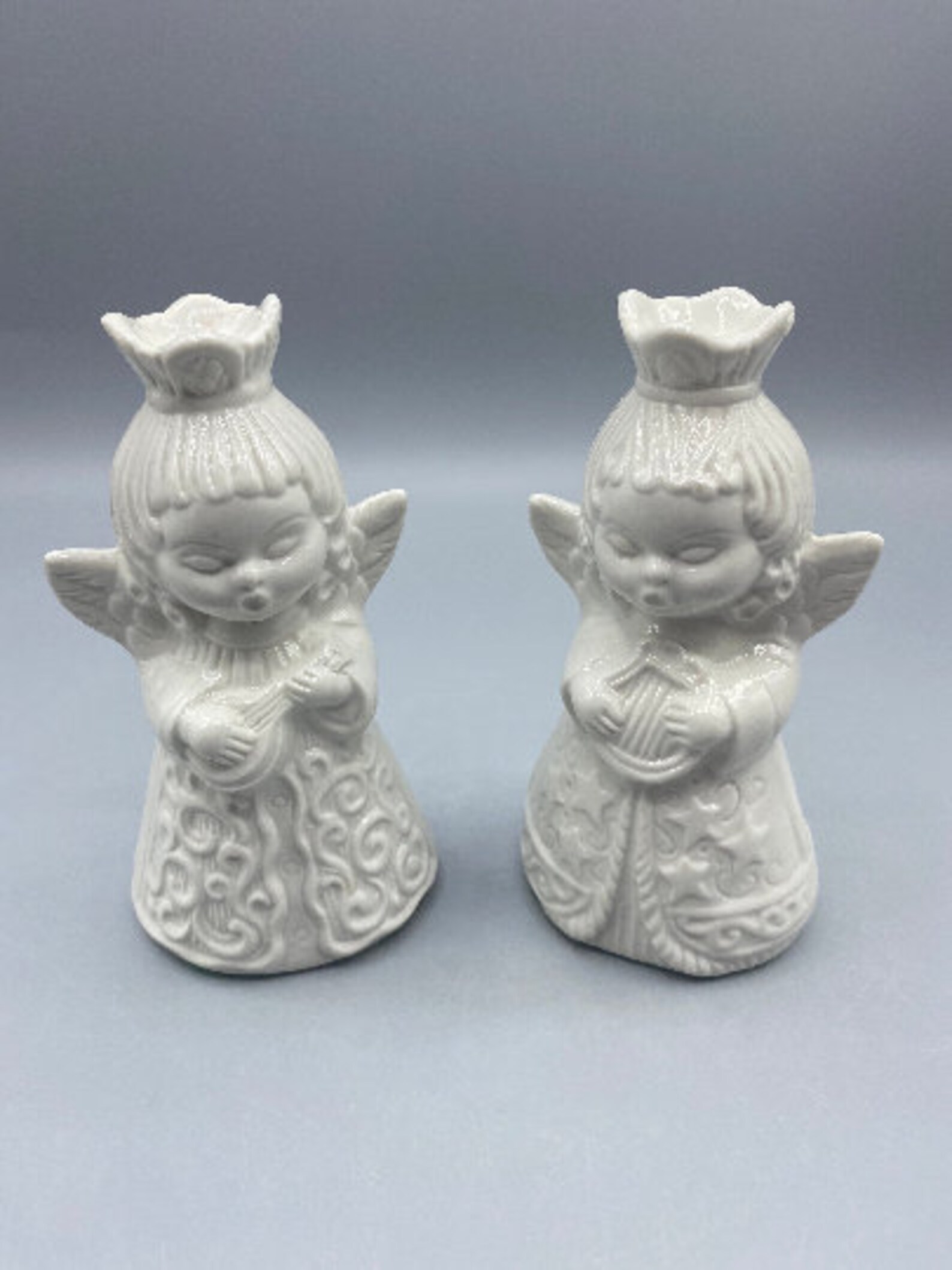 Dresden Angels Candlestick Holders White Choir Angels Etsy