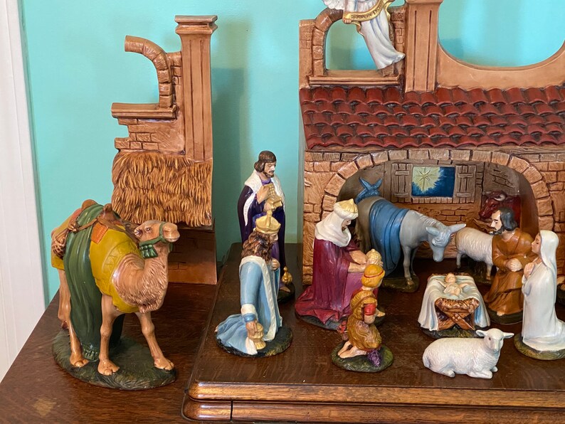 Nativity Set Ceramic Provincial Mold 1980 Painted Figures Etsy