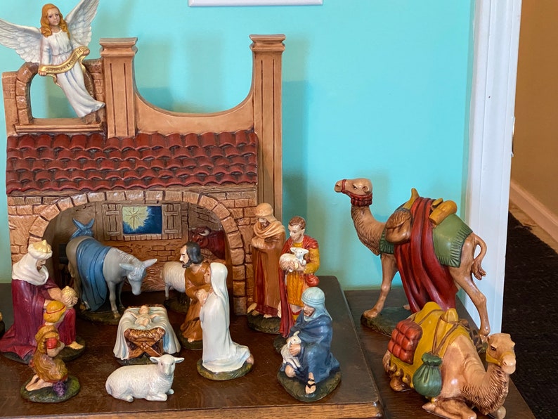 Nativity Set Ceramic Provincial Mold 1980 Painted Figures Etsy