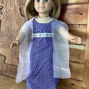 Regency era doll dress created for an 18 inch doll like American girl and other like size