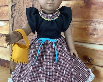 Colorful mexican outfit created for an 18 inch doll like American girl and like size