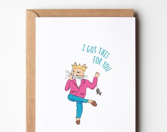 I Got This For You Greeting Card | Happy Birthday Card | Cat Card | Kids Birthday Card | Cat and Mouse