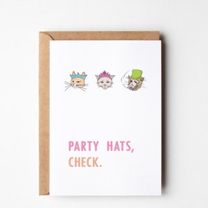 carte d'anniversaire de chat | Invitations de fête | carte d'anniversaire | Carte de voeux drôle | Des chats pimpants