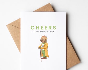 Cheers to the Birthday Boy | Happy Birthday | Dog Theme Card | Birthday Card | Dapper Dogs