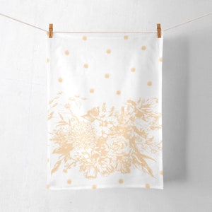 Handtuch gelb bestickt | Handbedruckt | Geschirrtuch | Frühling Geschirrtuch | Einweihungsparty Geschenk | Bauernhaus Küche Dekor | Muttertags Geschenk