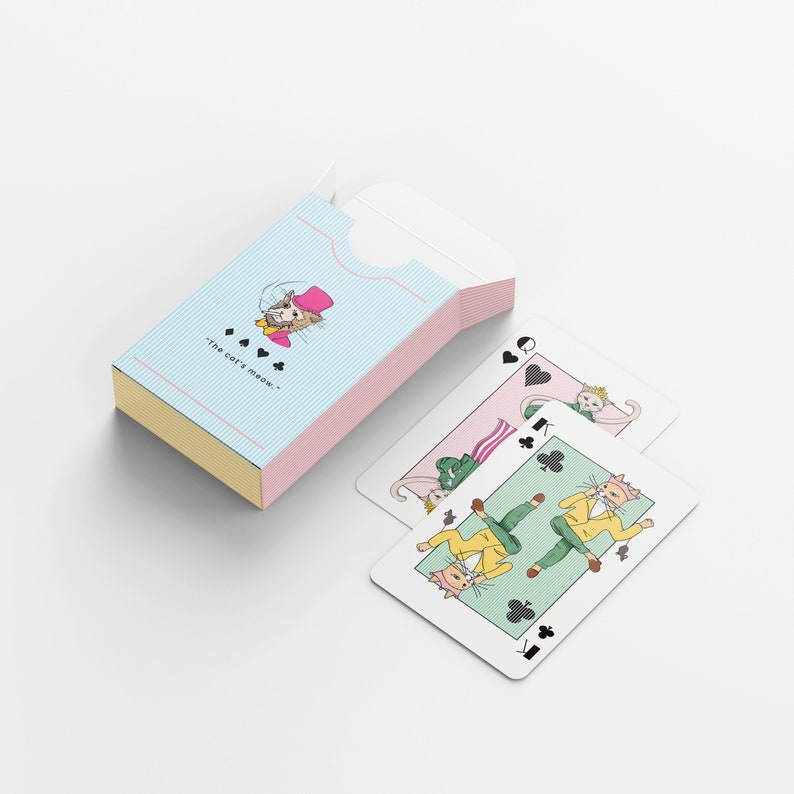Dapper Cats Playing Cards© Cartes de poker Jeu de cartes à jouer Cartes en lin Cartes à jouer pour chats Cadeaux image 4