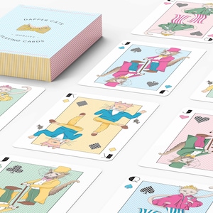 Dapper Cats Playing Cards© Cartes de poker Jeu de cartes à jouer Cartes en lin Cartes à jouer pour chats Cadeaux image 1