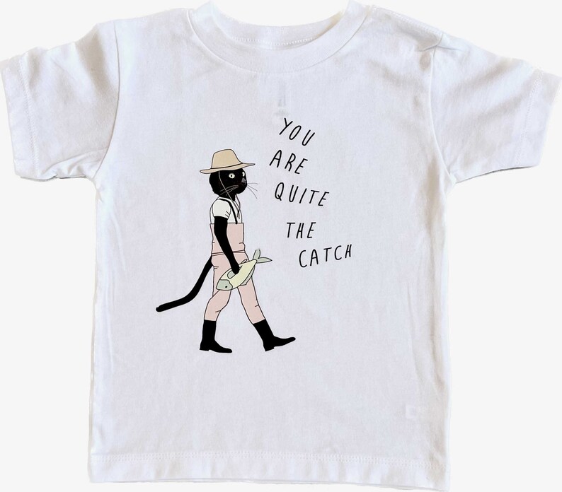 Cat Lover You Are Quite the Catch Toddler Graphic Tee Pet Lover Shirts Trendy Outfits for Kids Cute Pet Kids Tee image 3