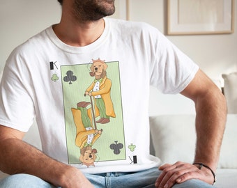 KING OF CLUBS Unisex Dapper Dogs Graphic Tee Shirt | Playing Cards Illustration | Gifts for Dog Lovers