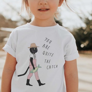 Cat Lover You Are Quite the Catch Toddler Graphic Tee Pet Lover Shirts Trendy Outfits for Kids Cute Pet Kids Tee image 1