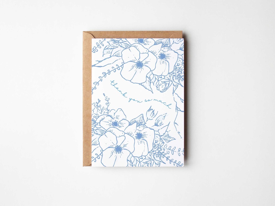 Floral Thank You Greeting Card: Blank Inside - Etsy