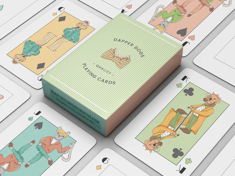 Dapper Dogs Playing Cards© Dog lover Playing Cards, Poker Cards with dog designs, dog cards for game nigh, gifts for pet lovers image 1