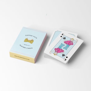 Dapper Cats Playing Cards© Cartes de poker Jeu de cartes à jouer Cartes en lin Cartes à jouer pour chats Cadeaux image 3