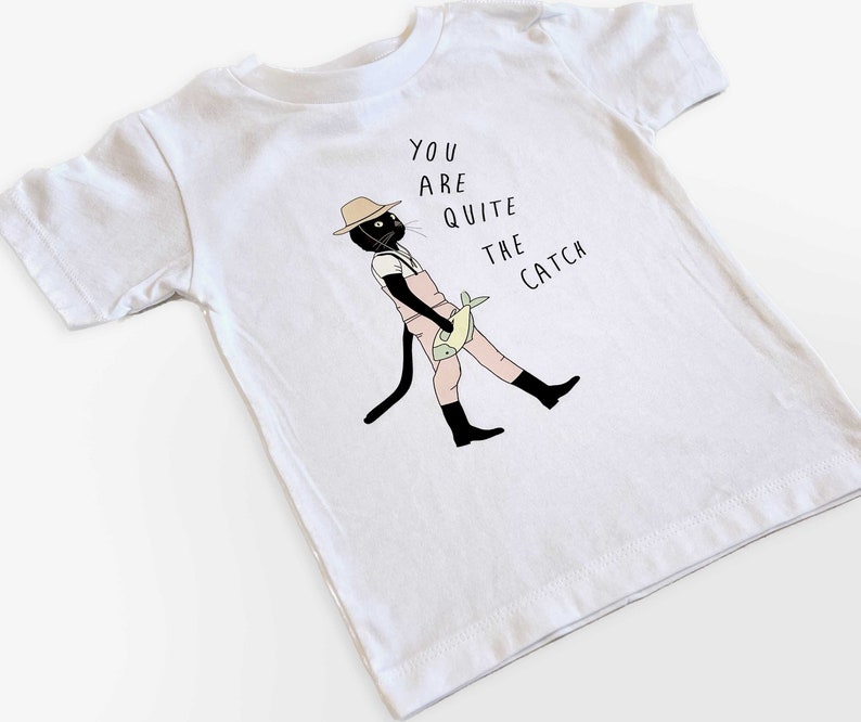 Cat Lover You Are Quite the Catch Toddler Graphic Tee Pet Lover Shirts Trendy Outfits for Kids Cute Pet Kids Tee image 4