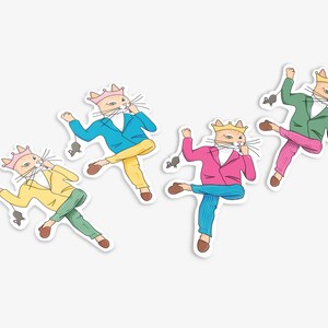 Dapper Cat King Sticker, Classy Cat, Laptop Sticker, Bumper Sticker, Vinyl Decal, Laminated, Water Bottle Sticker