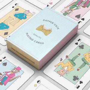 Dapper Cats Playing Cards© Cartes de poker Jeu de cartes à jouer Cartes en lin Cartes à jouer pour chats Cadeaux image 5