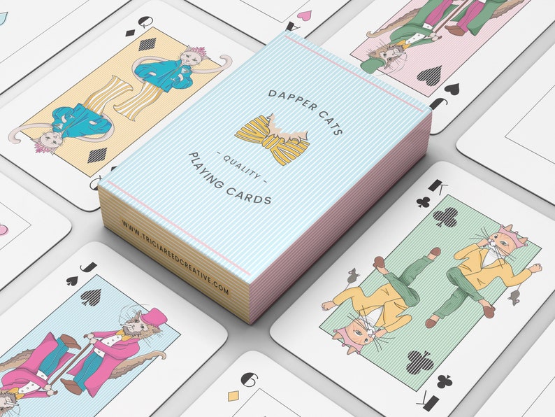 Dapper Cats Playing Cards© Cartes de poker Jeu de cartes à jouer Cartes en lin Cartes à jouer pour chats Cadeaux image 5