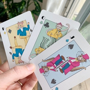 Dapper Cats Playing Cards© Cartes de poker Jeu de cartes à jouer Cartes en lin Cartes à jouer pour chats Cadeaux image 6