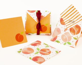 Handmade Envelopes & Note Cards        Watercolor Peaches (Pkg of 8)