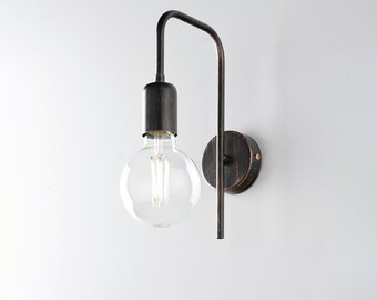 Applique Industrial 1 Luce Ferro Nero e Rame Serie Loft