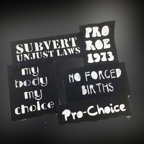 Reproductive Rights- handmade, sew on black canvas patches.  BUNDLE Pricing.-M