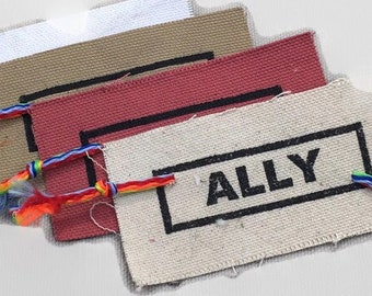 ALLY to LGBTQ Rights- Handmade, sew on, canvas patches. -M