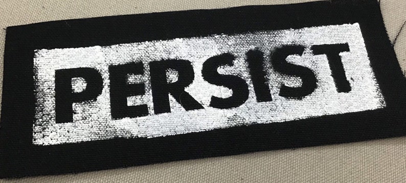 RESIST PERSIST handmade, sew on, black canvas patches. M image 8