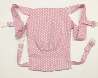 Doll carrier dots pink white