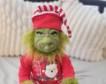 Christmas Grinch art doll