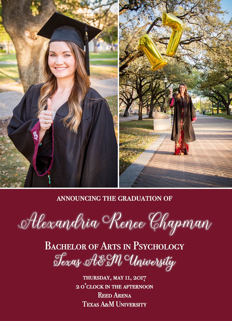 Custom Texas A&M Graduation Announcements Invitations Etsy