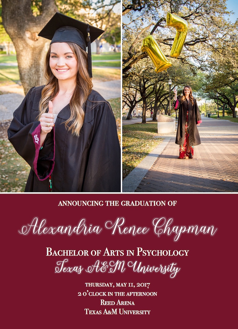 Custom Texas A&M Graduation Announcements Invitations Etsy