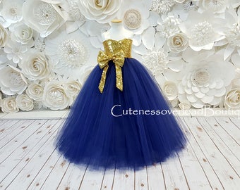 navy blue with gold dress