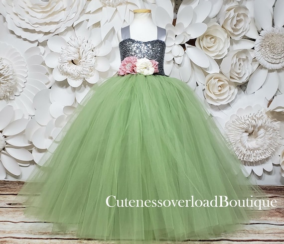 sage green flower girl dresses