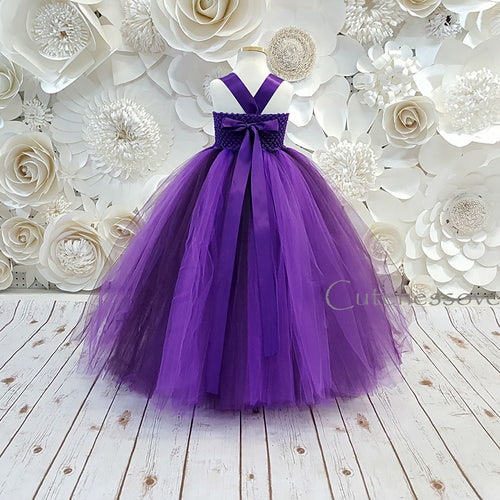 Eggplant Tulle Dress-Eggplant Wedding Girl Dress-Eggplant hot Girl Dress-Eggplant Flower Girl Dress-Girl Tutu-Toddler Dress-Eggplant Lace Dress.