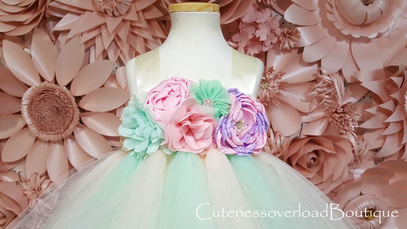 Mint and Blush Tutu Dress-Mint and Blush Flower Girl Tutu Dress-Mint and Blush Wedding Tutu Mint and Blush Girl Tutu-Mint and Blush Dress