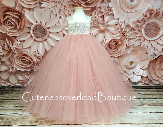 etsy rose gold flower girl dress
