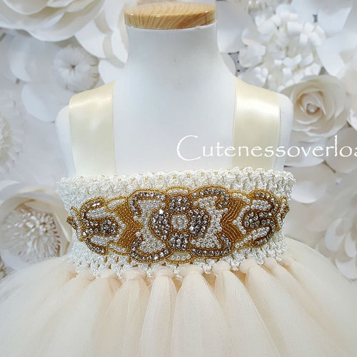 Cream/Butter Flower Girl Tutu Dress-Cream/Butter Tutu buy Dress-Cream/Butter Girl Tutu-Cream/Butter-Cream/Butter Wedding Tutu