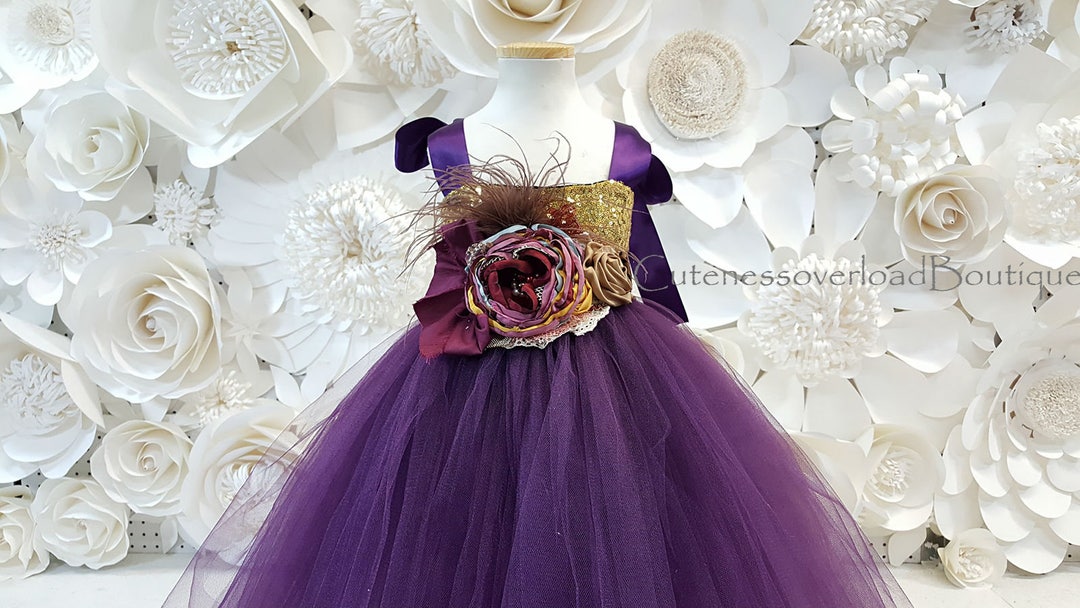 Eggplant Flower Girl Dresstulle Girl Dressflower Girl Tutu Etsy