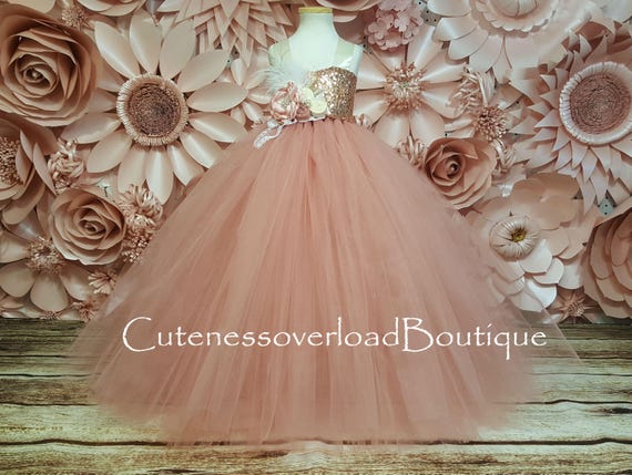 etsy rose gold flower girl dress