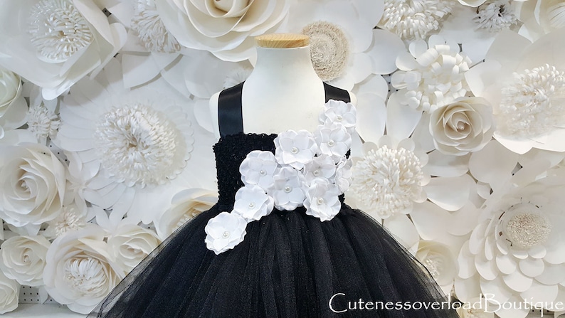 Black Tutu Dress-Black Flower Girl Tutu Dress-Black Dress-Black Girls Dress-Black Wedding Dress-Black Fancy Tutu Dress-Black Baby Dress