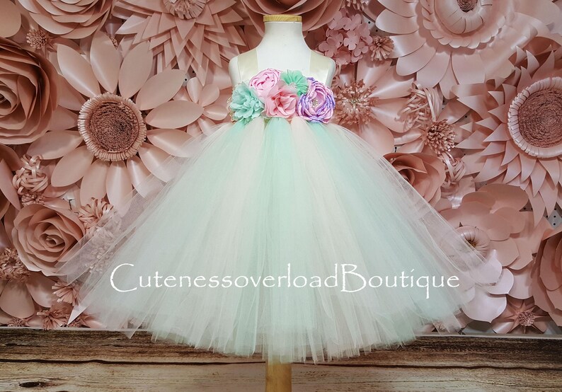 Mint and Blush Tutu Dress-Mint and Blush Flower Girl Tutu Dress-Mint and Blush Wedding Tutu Mint and Blush Girl Tutu-Mint and Blush Dress