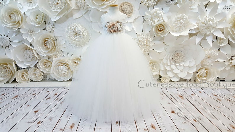 Off White Tutu-Off White Wedding Girl Dress-Off White Tulle Dress-Off White Flower Girl Dress-Off White Toddler Dress-Off White Girl Dress.