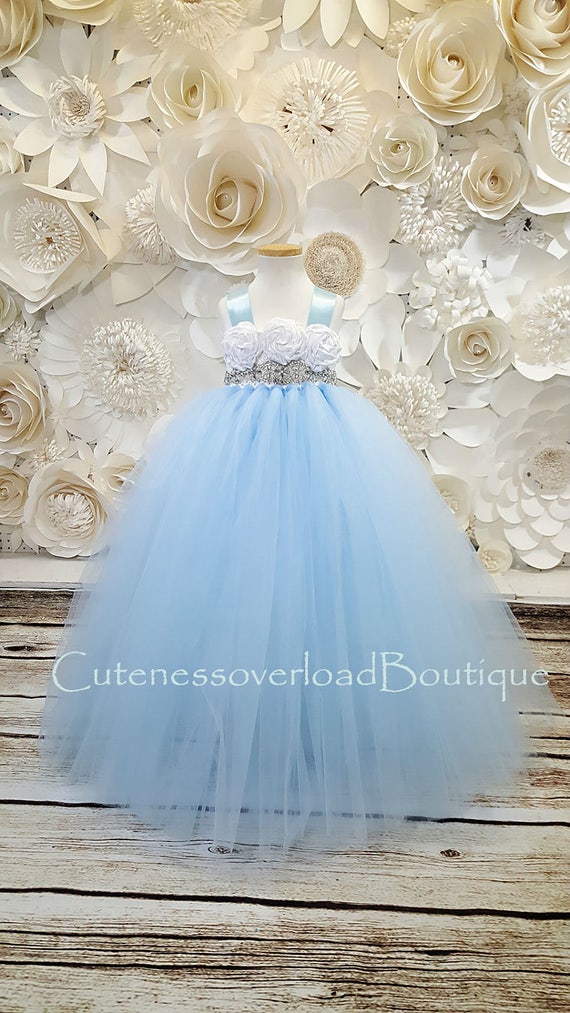 ice blue flower girl dress