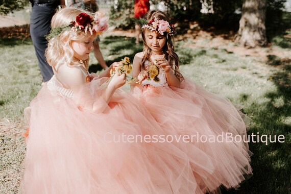 light peach flower girl dresses