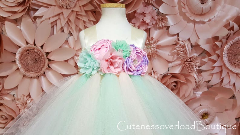 Mint and Blush Tutu Dress-Mint and Blush Flower Girl Tutu Dress-Mint and Blush Wedding Tutu Mint and Blush Girl Tutu-Mint and Blush Dress